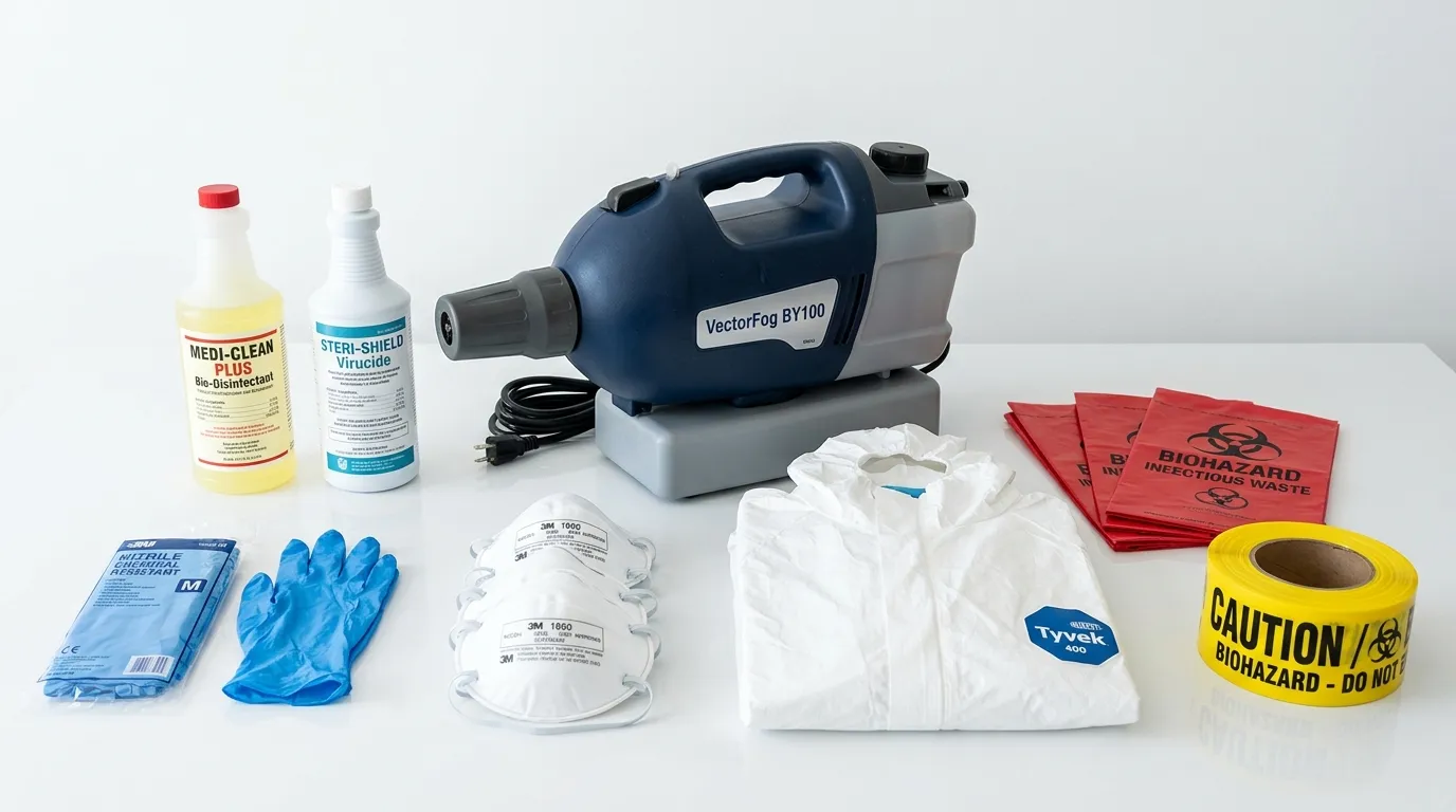 Professional biohazard remediation crew working in Los Altos